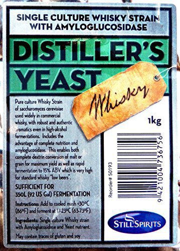 STILL SPIRITS WHISKY DISTILLER'S YEAST Kilogram Makes gallons of Whiskey Mash Moonshine