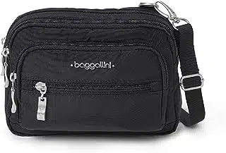 Baggallini unisex adult Triple Zip Bagg cross body handbags, Black, One Size US