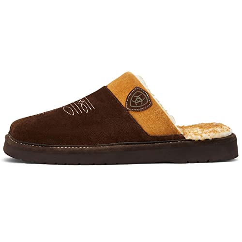 ARIAT Men's Silversmith Outdoor Indoor Western Suede Foam Cushioned Square Toe Slipper Loafer, ChocolateChestnut,