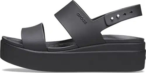 Crocs Brooklyn Low Wedge for Women   Adjustable Buckle Heel Straps with Pushpin Closure, Flexible, and All Day Wear BlackBlack