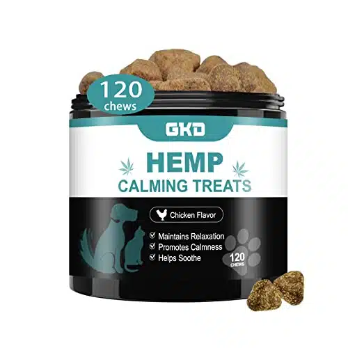 Hemp Calming Chews for Dogs, Dog Calming Treats Anxiety Relief % Golden Ratio of Natural Ingredients Calming Dog Treats, Aid with Separation, Barking, Stress Relief, Thunderstorms