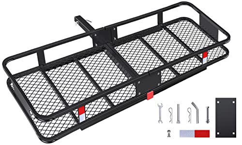 KAIZONPOT x x Trailer Hitch Cargo Carrier Hitch Mount Folding Vehicle Cargo Basket lb Capacity Hitch Cargo Racks for Car