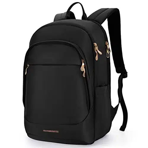 LIGHT FLIGHT Travel Backpack for Women, Inch Anti Theft Laptop Backpack with USB Charging Hole, Water Resistant College Bookbag, Large Capacity Black Computer Backpacks for Work, Black