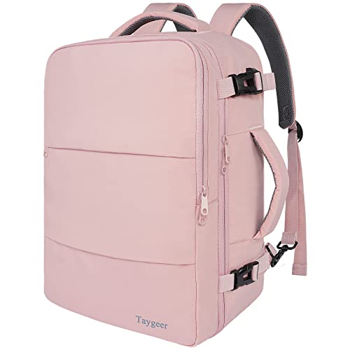 Travel Backpack for Women, Carry On Backpack with USB Charging Port & Shoe Pouch, TSA inch, Flight Approved, College Nurse Bag Casual Laptop Daypack for Weekender Business Hiking,Pink