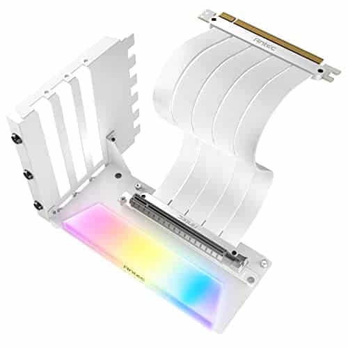 Antec Vertical GPU Mount, V Pin RGB GPU Vertical Mount, PCIE Riser Cable High Speed Flexible Extender Card Extension Port Degree mm, White (only Support Full Break PCIE Expansion Slot)