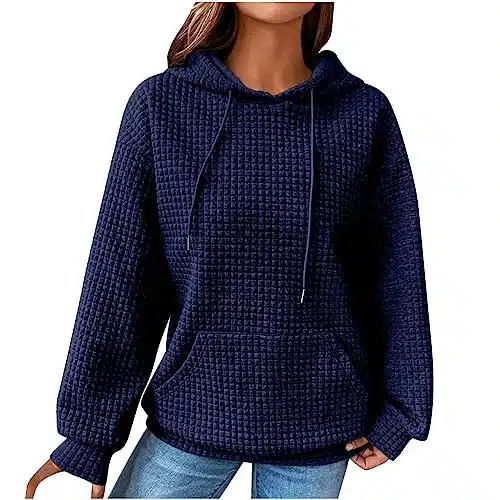 Black Friday Deals,Cyber onday Deals Ropa Para Mujer Gameday Outfits Women Womens Sweatshirts And Hoodies Oversized Casual Long Sleeve Fall Winter Fit Waffled Pullover Tops With Pocket