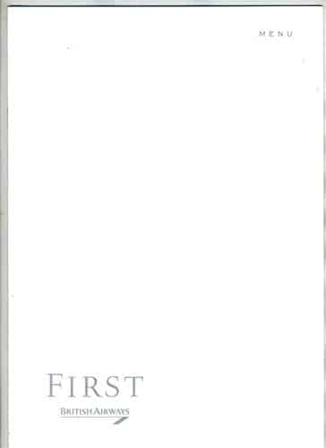 British Airways st Class A La Carte Dining Menu and Wine List April