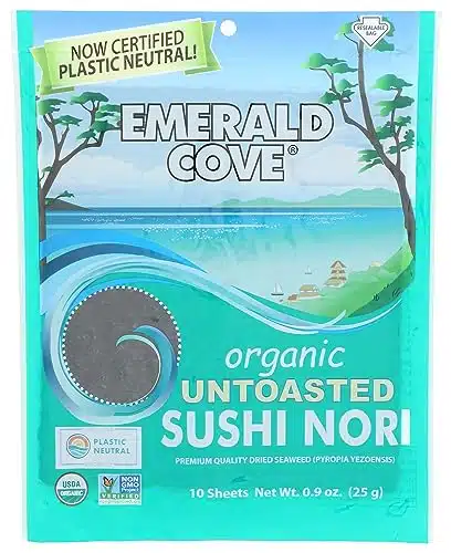Emerald Cove Organic Untoasted Nori Sheets, Non GMO, Pieces (Pack Of )