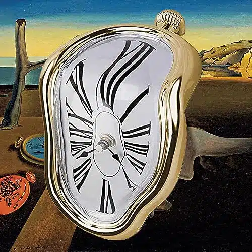 FAREVER Melting Clock, Salvador Dali Watch Melted Clock for Decorative Home Office Shelf Desk Table Funny Creative Gift, Rome Gold