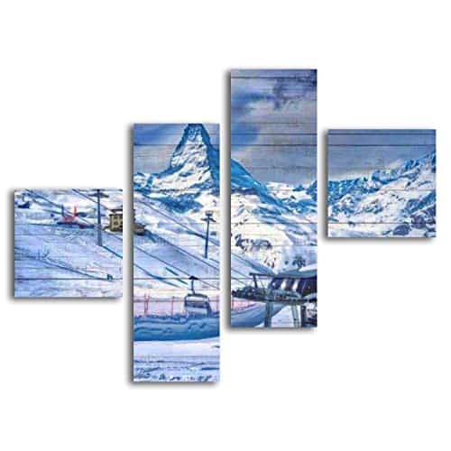 FOBCAUAGE Canvas Wall Art   Panel Paintings Zermatt Hotel Riffelhouse located at the foot of the famous Matterhorn Modern Abstract Wall Art Print Posters for Bedroom Living Room Wall Decor