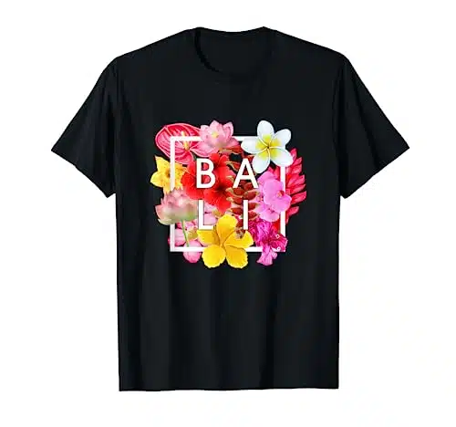 Flowers of Bali Word Art   Bali Indonesia Souvenir T Shirt
