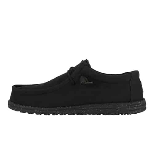 Hey Dude Men's Wally Wally Canvas Mono Black  Menâs Shoes  Men's Slip on Loafers  Comfortable & Light Weight