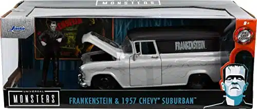 Jada Toys Universal Monsters Chevy Suburban Die cast Car & Frankenstein Figure, Toys for Kids and Adults