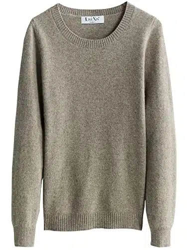 LINY XIN % Merino Wool Sweater Women Fall Winter Warm Soft Lightweight Knitted Pullover Crewneck Long Sleeve Sweater (Tan,M)