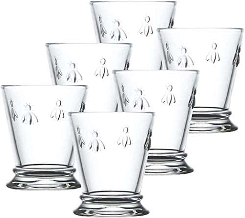 La Rochere Napoleon Bee Tumblers Set Of oz   Clear Glass Tumbler wThe French Bee Embossed Design   Fine French Glassware, Drinking Glasses, Heavy Water Glasses, Dishwasher Safe Juice Glasses