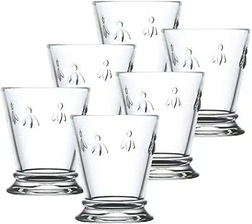 La Rochere Napoleon Bee Tumblers Set Of oz   Clear Glass Tumbler wThe French Bee Embossed Design   Fine French Glassware, Drinking Glasses, Heavy Water Glasses, Dishwasher Safe Juice Glasses