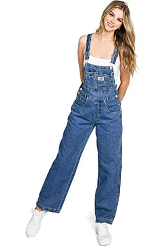 Lana Roux s Retro Revolt Dungaree Utility Denim Twill Jumpsuit Overalls (Medium Denim, Medium)