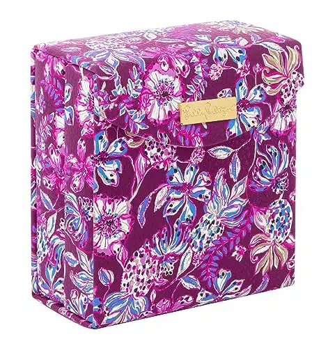 Lilly Pulitzer Travel Jewelry Case Organizer, Vegan Leather Jewelry Box for Women, Cute Jewelry Organizer Holds Necklaces, Rings, Bracelets, Small Jewelry Roll (Amarena Cherry)