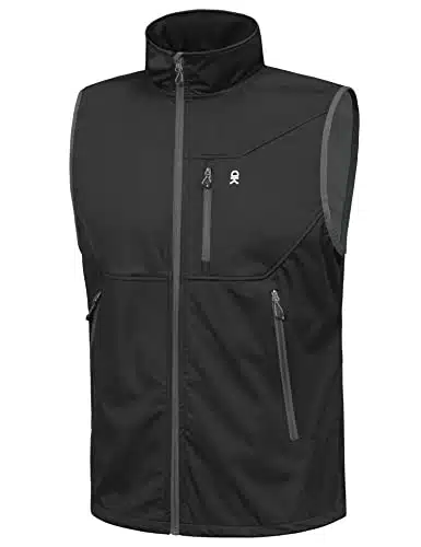 Little Donkey Andy Men's Lightweight Softshell Vest, Windproof Sleeveless Jacket for Travel Hiking Running Golf Black M