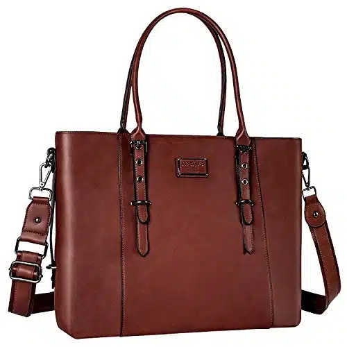 MOSISO PU Leather Laptop Tote Bag for Women (inch), Brown