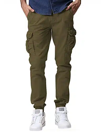 Match Men's Regular Fit Chino Jogger Cargo Pant ( x L, Army Green)