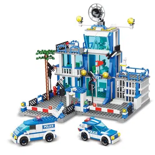 MindBox City Police Station Building Sets, Police Station Center with Police Cars Building Blocks Toy Set for Boys,pcs
