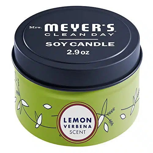 Mrs. Meyer's Soy Tin Candle, Hour Burn Time, Made with Soy Wax and Essential Oils, Lemon Verbena, oz