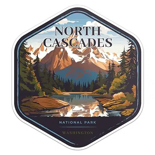 North Cascades National Park Sticker   Waterproof Vinyl Decal for Car Bumper, Laptop, Water Bottle, Wall, and Window, Size   '' Longer Side