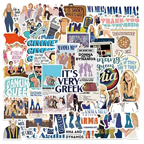 Pcs Mamma Mia! Stickers Pack, Waterproof Vinyl Stickers for Water Bottle, Laptop, Skateboard, Helmet, Car Decals, Perfect Gifts for Kids,Teens,Girls,Adults (Mamma Mia!)