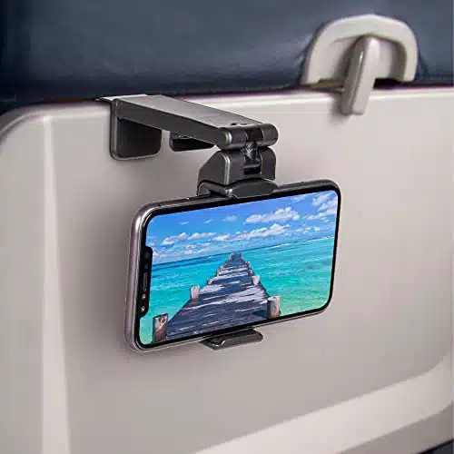 Perilogics Universal in Flight Airplane Phone Holder Mount. Hands Free Viewing with Multi Directional Dual Degree Rotation. Pocket Size Must Have Travel Essential Accessory for Flying