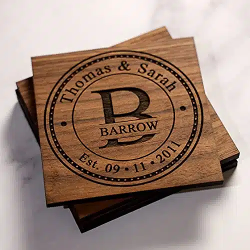 Personalized Coasters Handmade in the USA Christmas Gifts for him Anniversary Gifts or Personalized Gifts. Sets of ,,,,Great Wedding Anniversary Gifts for a keepsake on your bar