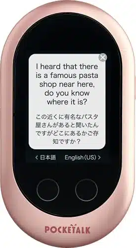 Pocketalk Classic Language Translator Device   Portable Two Way Voice Interpreter   Language Smart Translations in Real Time (Rose Gold)