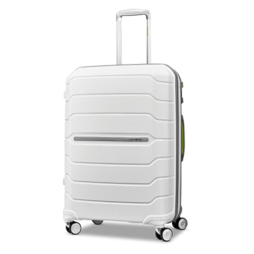 Samsonite Freeform Hardside Expandable with Double Spinner Wheels, Checked Medium Inch, WhiteGrey