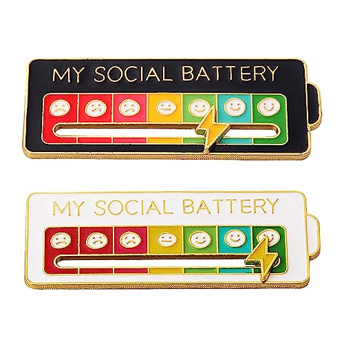 Social Battery Pin   My Social Battery Creative Lapel Pin, Fun Enamel Emotional Pin Days A Week (hite+Black)