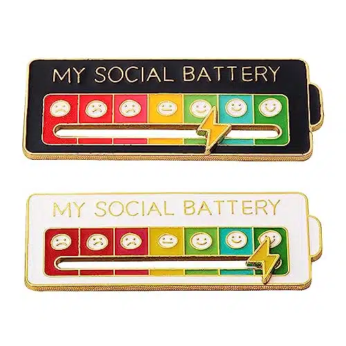 Social Battery Pin   My Social Battery Creative Lapel Pin, Fun Enamel Emotional Pin Days A Week (hite+Black)
