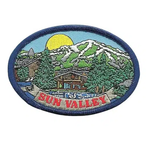 Sun Valley Idaho Patch â ID Souvenir Travel Patch   Sun Valley Resort Lodge Lake House Applique Iron On Oval Emblem Badge