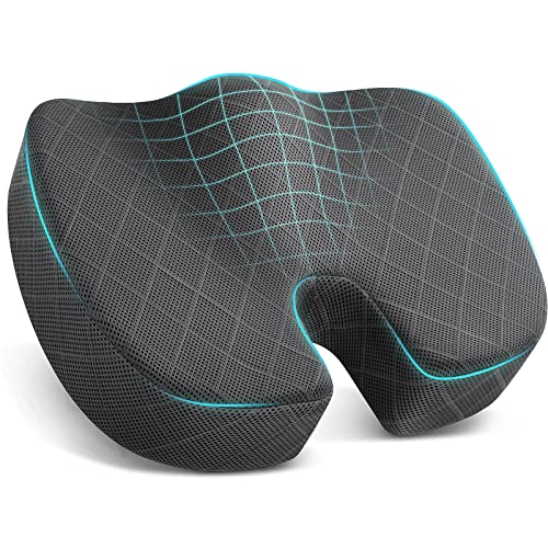 TushGuard Seat Cushion, Office Chair Cushions, Car Seat Cushion, Non Slip Sciatica & Back Coccyx TailbonePain Relief Chair Pad, Memory Foam Pillow for Computer Desk, Wheelchair, Driving (Grey)