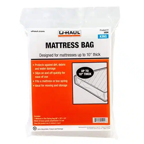 U Haul Standard King Mattress Bag â Moving & Storage Cover for Mattress or Box Spring â â x â x â