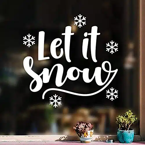 Vinyl Wall Art Decal   Let It Snow   x   Cute Christmas Winter Quote for Home Living Room Front Door Coffee Shop Store Seasonal Decoration Sticker (White)