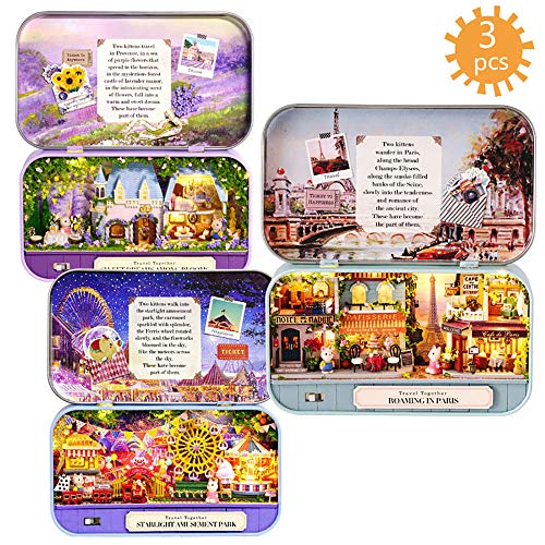 WYD Sweet DreamsStarlight TourWalking Paris iniature Dollhouse Kits Miniature Scenes Small Iron Box Creative Scene Box Theaterï¼pcsï¼