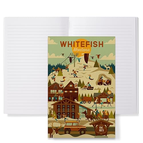 Whitefish, Montana, Ski Resort, Geometric (Lined xJournal, Lay Flat, Pages, FSC paper)