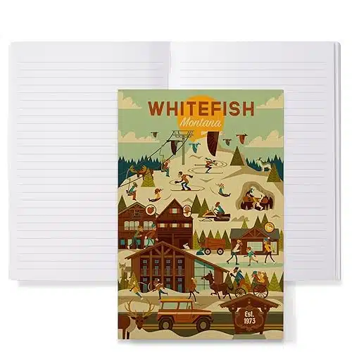 Whitefish, Montana, Ski Resort, Geometric (Lined xJournal, Lay Flat, Pages, FSC paper)