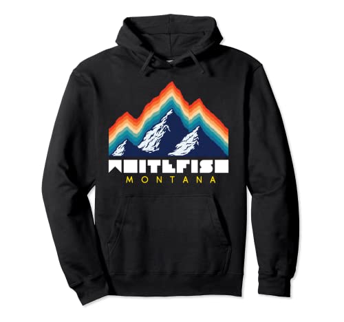 Whitefish Montana   USA Ski Resort s Retro Hoodie Pullover Hoodie