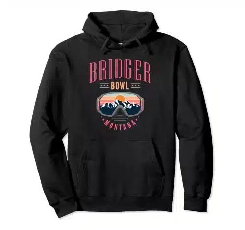 Winter Sport with Ski or Snowboard or Bridger Bowl Montana Pullover Hoodie
