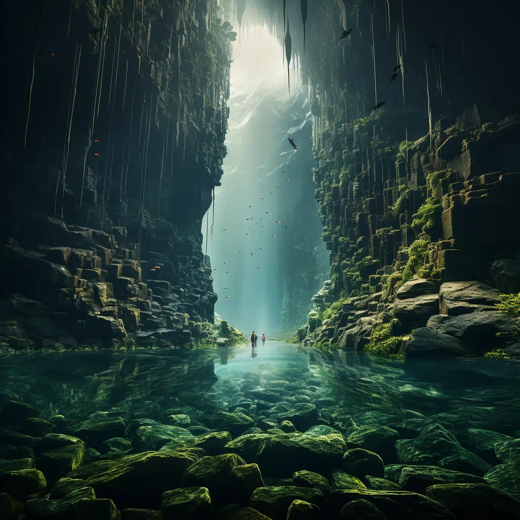 underwater waterfall