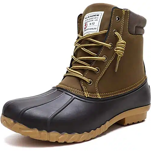ALEADER Duck Boots Men Insulated Waterproof Winter Boots Cold Weather Snow Boots Tan