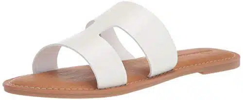 Amazon Essentials Women's Flat Banded Sandal, White,