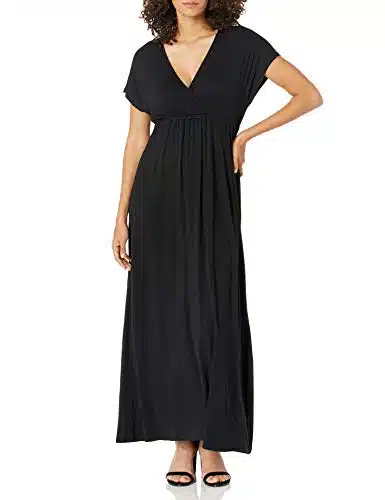 Amazon Essentials Women's Waisted Maxi Dress (Available in Plus Size), Black, X Large