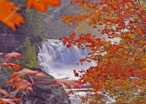 Autumn Waterfall Scenic Letchworth State Park NY Original Fine Art Photography Wall Art Photo Print