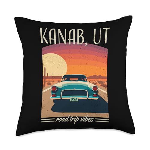 Awesome Kanab Utah USA Designs Souvenirs Kanab Utah Retro Highway Nostalgic Vintage Car Design Throw Pillow, x, Multicolor